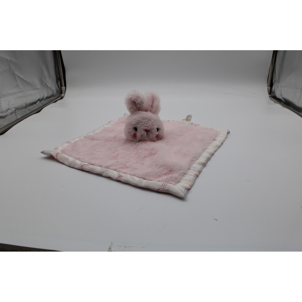 Parents Choice Security Blanket Pink Bunny Rabbit Rainbow Satin Trim Lovey Plush